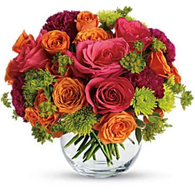 <div id="mark-2" class="m-pdp-tabs-marketing-description">Show your romantic side by</p>
<hr />
<p>sending this gorgeous bouquet of hot pink roses, orange spray roses and other fabulous faves in a charming glass bubble bowl. She'll love the gift, and you for having such amazingly good taste.</p></div>
<div id="desc-2">
<ul>
<li>This enchanting bouquet includes hot pink roses, orange spray roses, green button spray chrysanthemums, purple carnations and bupleurum.</li>
</ul>
</div>